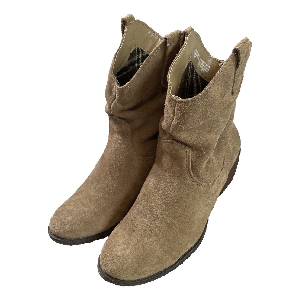 White Mountain Womens Ankle Boots Western Slammin Tan Suede Leather Brown Sz 6.5